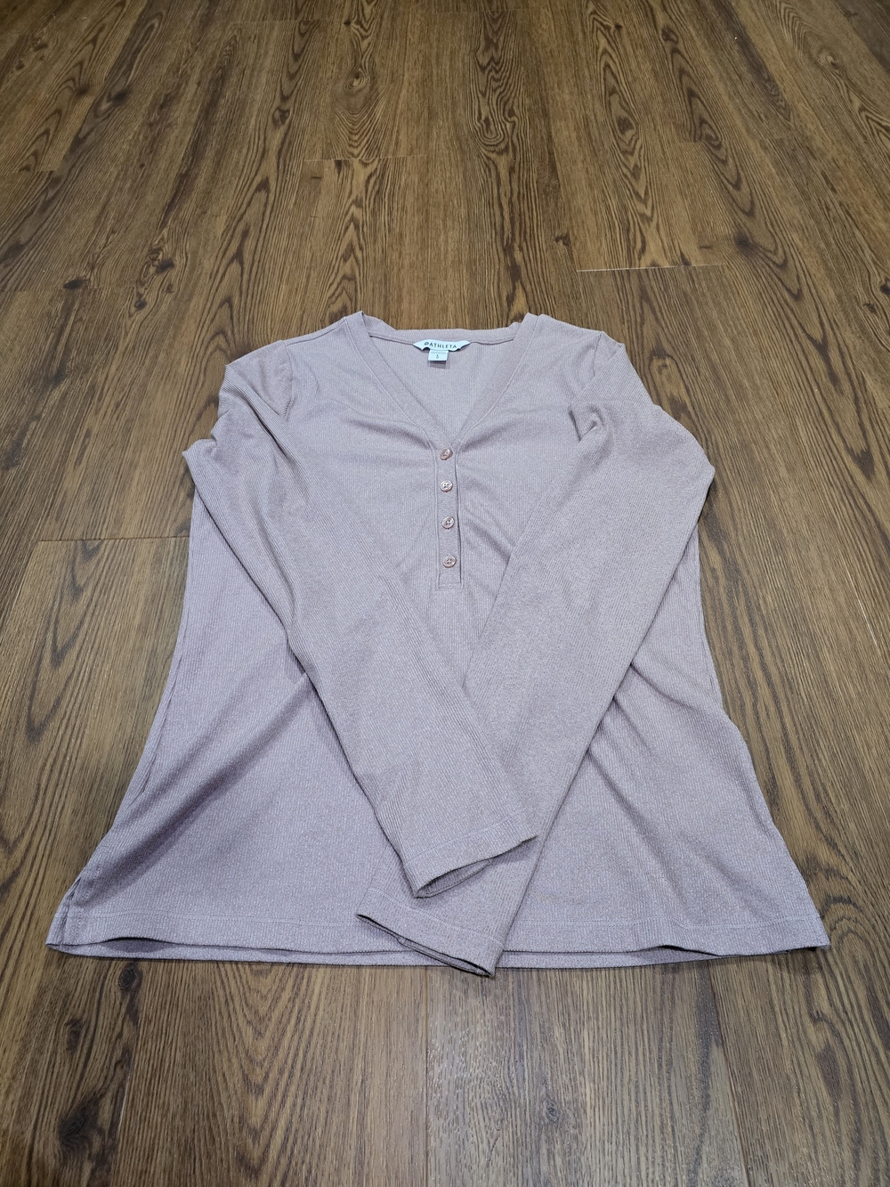 Athleta Dusty Lavender Ribbed Henley Top